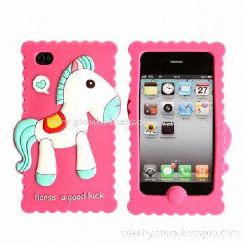 Drop-glue forming horse shape silicone case for iPhone 4/4s